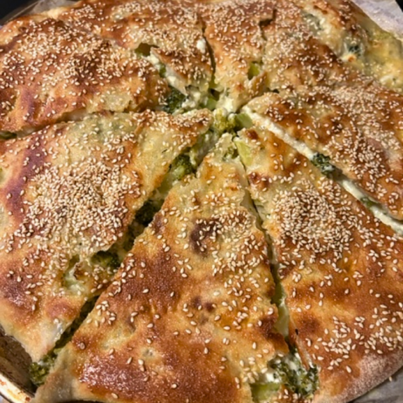 Homemade Broccoli and Cheese Pizza Fresh from Oven