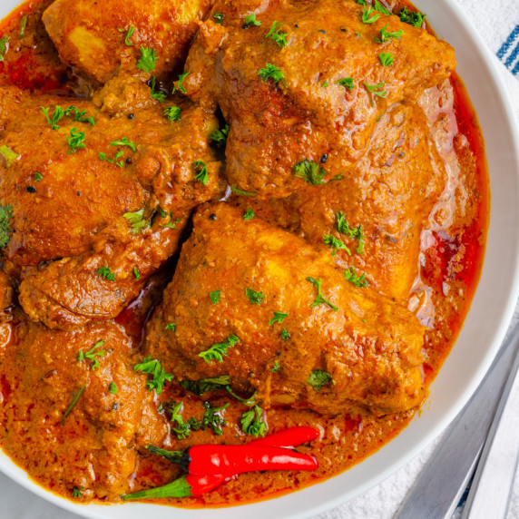 A bowlful of spicy keto butter chicken