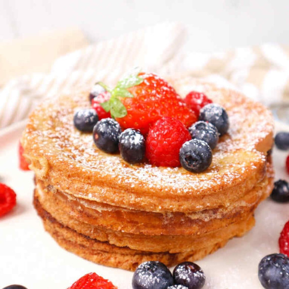 French Toast with blueberries and strawberries on top