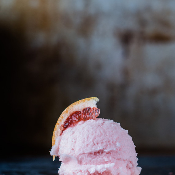 grapefruit sorbet scoop