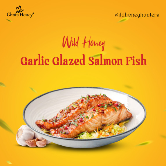 Delicious Wild Honey Garlic Glazed Salmon Fish Recipe from Wild Honey Hunters