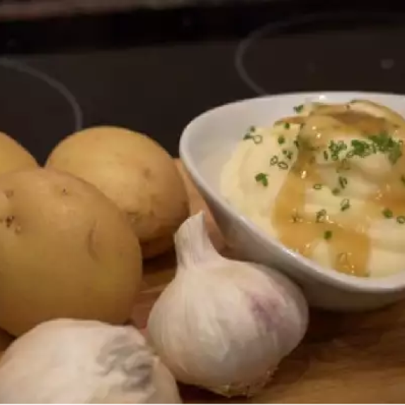 Mashed Potatoes with garlic & Puree in a bowl 