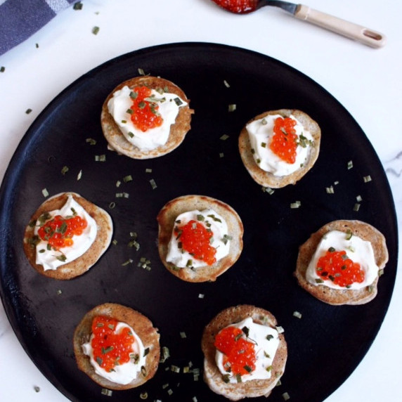 Gluten Free Blinis with Salmon Eggs