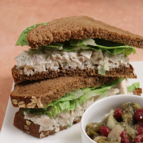 Chicken Salad Sandwich with a side of 3 bean salad
