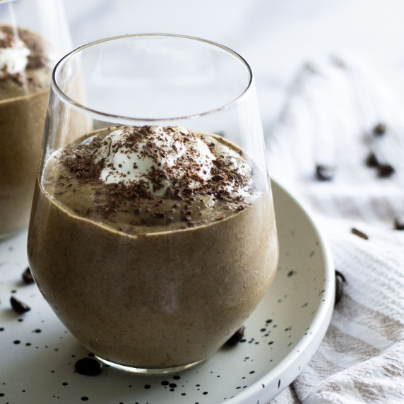 A glass of healthy iced coffee mousse.