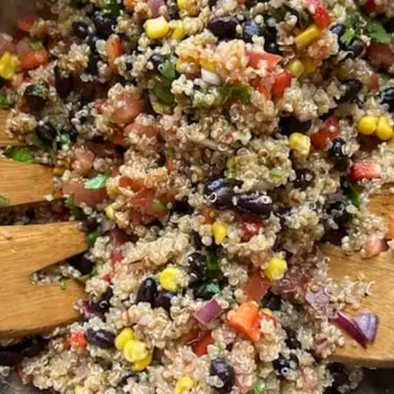 Southwest quinoa salad with colorful veggies and homemade Southwest dressing