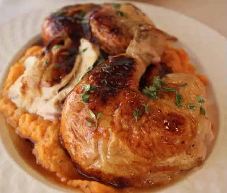 Honey Roasted Chicken with Smashed Potatoes