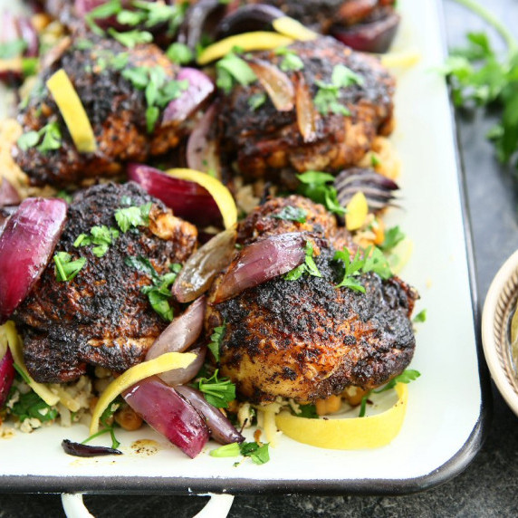 Moroccan Chicken with Cauliflower Pilaf