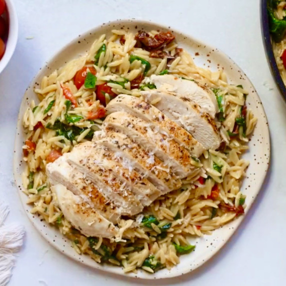 One-Pan Orzo Tuscan Chicken Bake