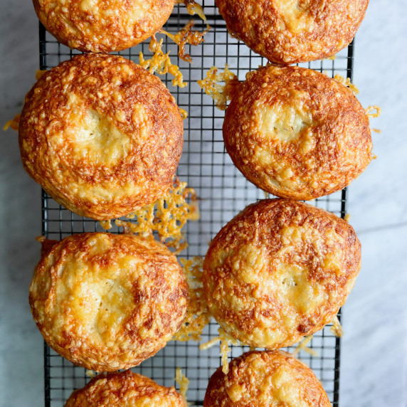 cheese bagels on a cooling rack