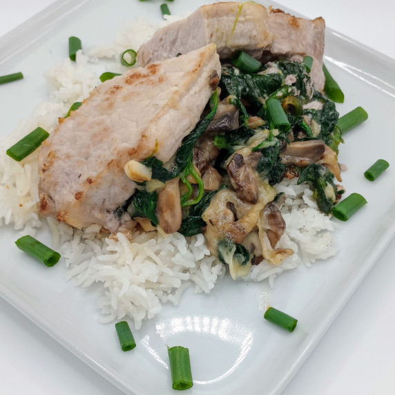 Spinach and Mushroom Stuffed Pork Chops