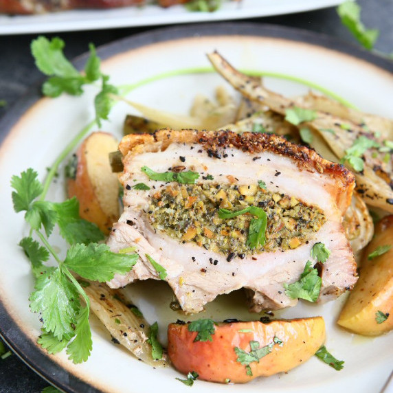 Pistachio and Olive Stuffed Pork Belly