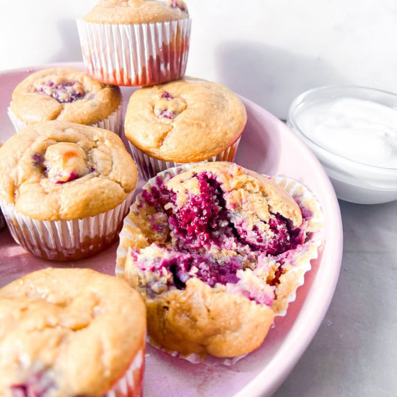 Banana blackberry oatmeal muffins.