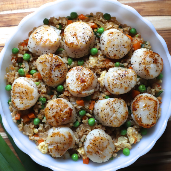 Fried Rice with Scallops in a bowl.