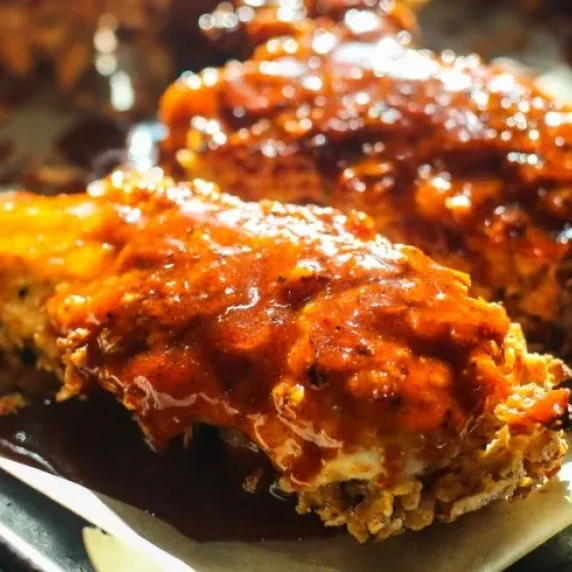 oven fried chicken with hot honey sauce