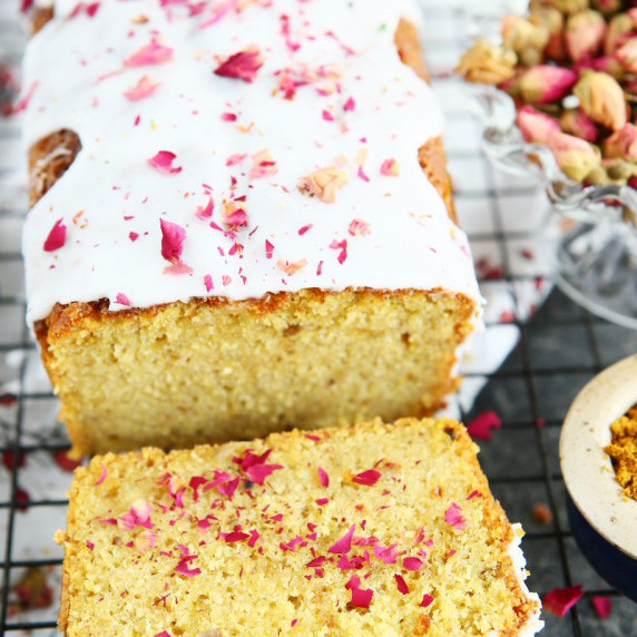 Ras el Hanout Buttermilk Loaf Cake with Rose Icing