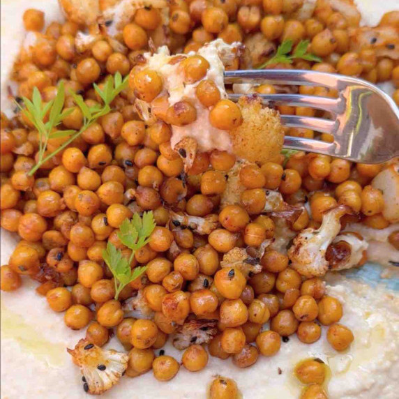 Oven Roasted Cauliflower and Hummus