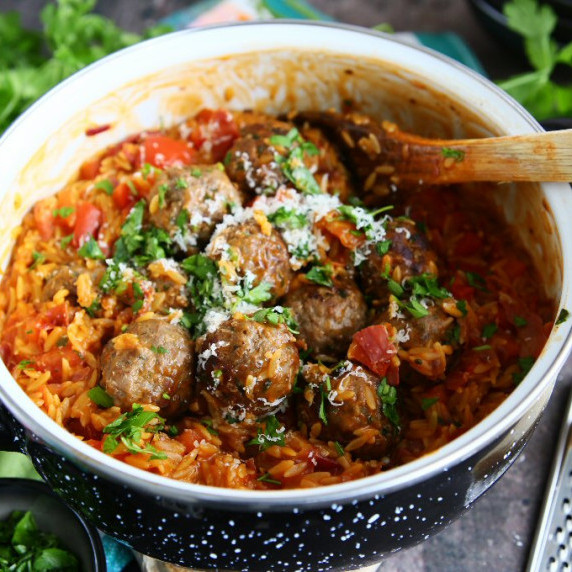 Italian Sausage Meatballs with Risoni