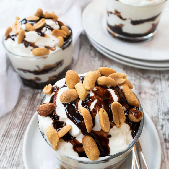 yogurt with chocolate and peanuts