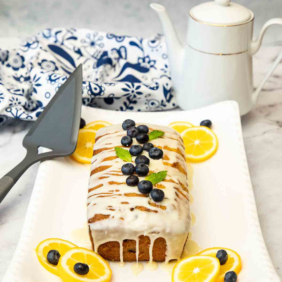 Lemon Blueberry Pound Cake with Vanilla Glaze 