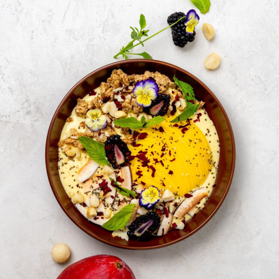mango lassi smoothie bowl