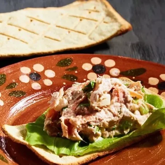 Mexican tuna salad on a cracker