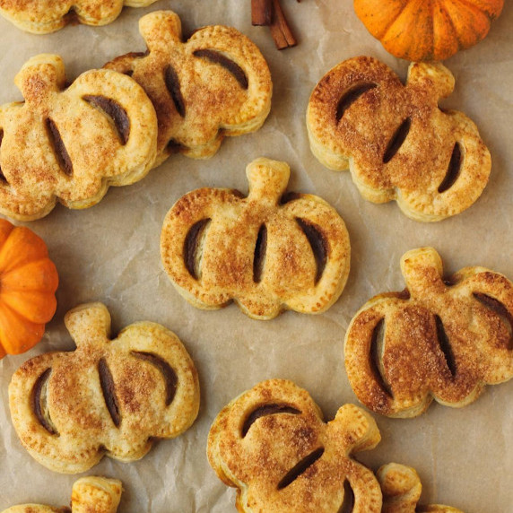 mini vegan pumpkin pie on parchment paper
