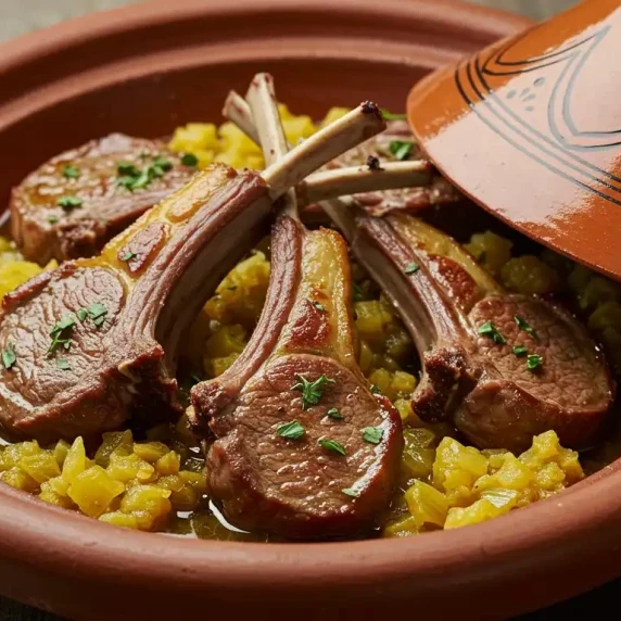 Moroccan Lamb Chops Cooked in a Tajine