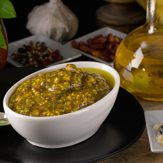 Salsa pesto de pistachos