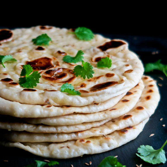 Homemade garlic naan