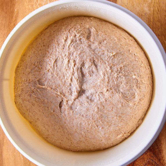 A bowl of No Yeast Sourdough Wholewheat Pizza Crust