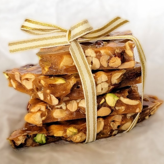 Nut brittle tied with a bow