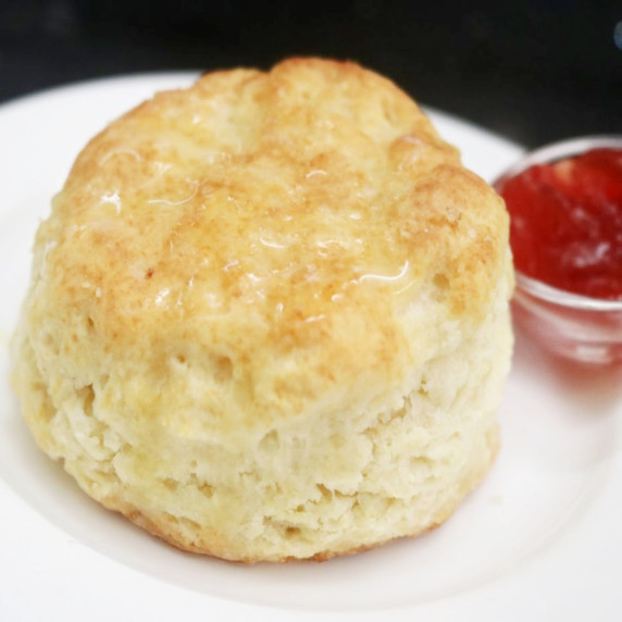 Big flaky buttery biscuit with a side of jam