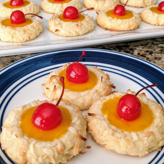 Pina colada cookies on a plate