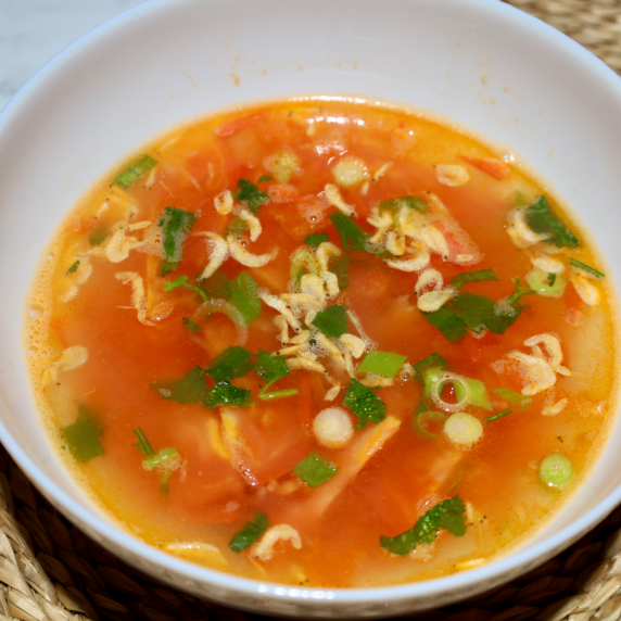 papery dried shrimp and tomato soup