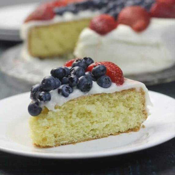 Red, white, and blue cake is the perfect 4th of July cake! Everything goes in one bowl.