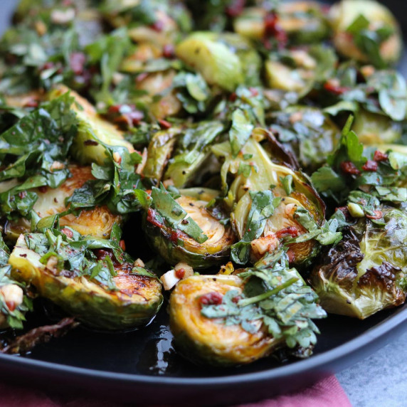 Roasted Brussels sprouts on plate