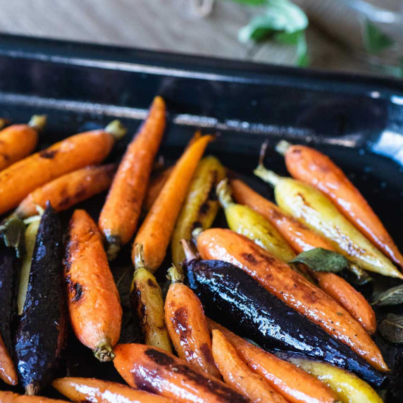 heirloom carrots roasted with brown butter and sage