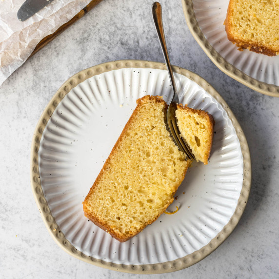 Sliced orange loaf cake.