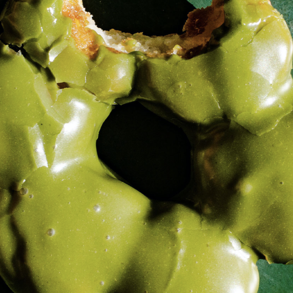 Matcha-Glazed Mochi Flour Pon De Rings (donuts)