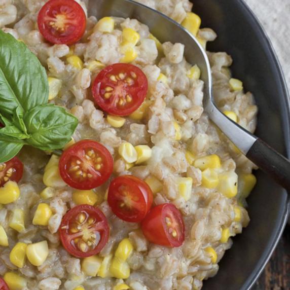 Late Summer Recipe: Farro Risotto with Corn and Tomatoes