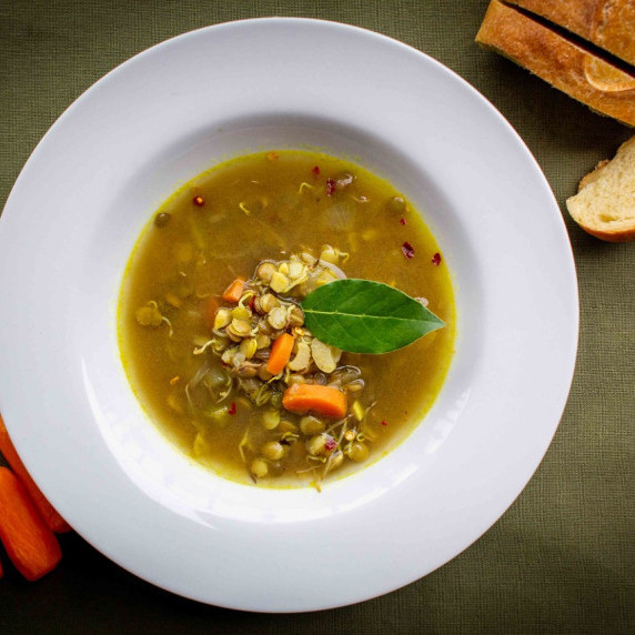 Curried Hearty and Spicy Sprouted Lentils Soup 