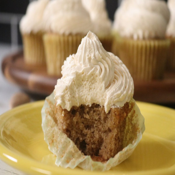 Spice Cupcake topped with Caramel Swiss Meringue Buttercream Icing