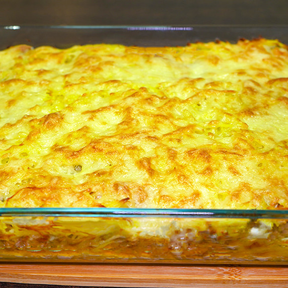 Potatoes and Chicken Casserole on the table