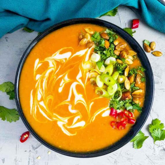 Pumpkin soup in a bowl