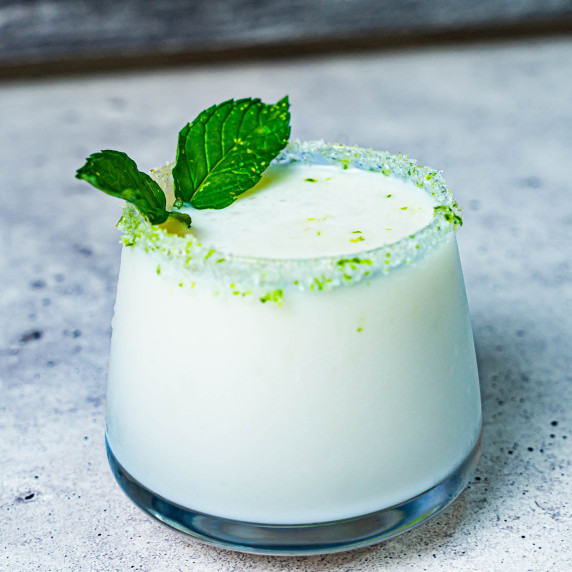 Coconut margarita with a mint