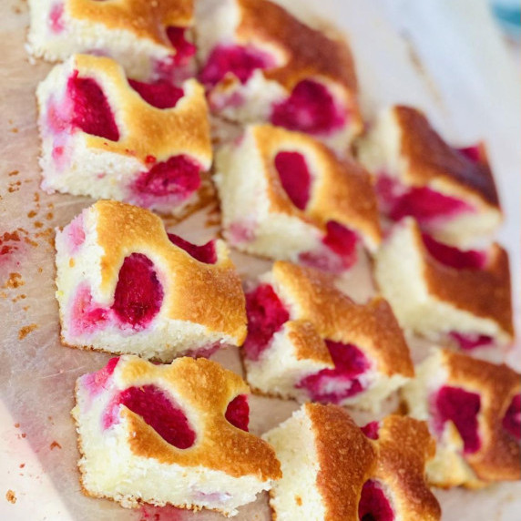 Portioned Raspberry and Coconut Cake