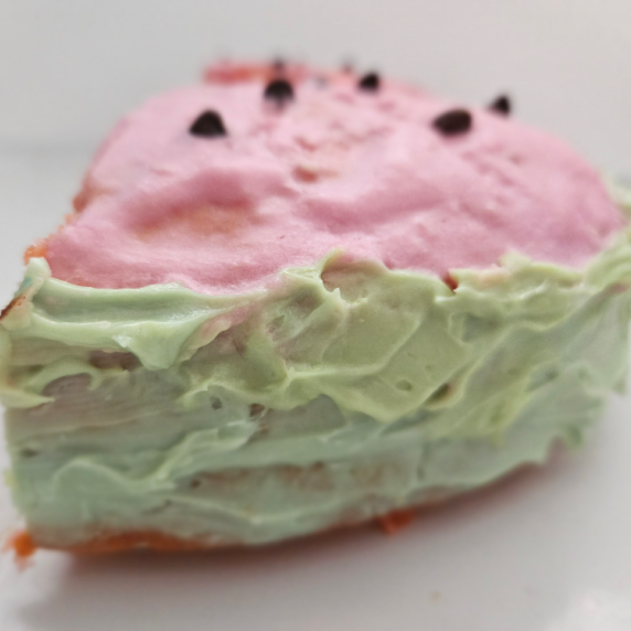 A slice of the Watermelon Cake with Betty Crocker Cake Mix