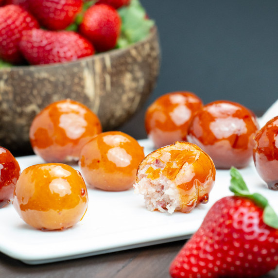 bala baiana coconut bonbon with strawberry