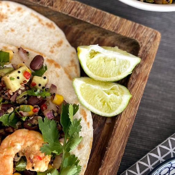 PCOS-Friendly Shrimp and Black Bean Tacos with Orange-Avocado Salsa